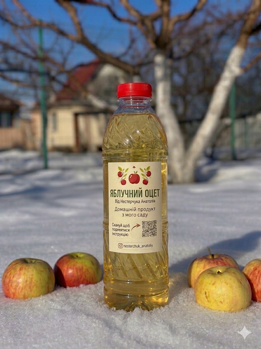Яблучний оцет 1л пластик