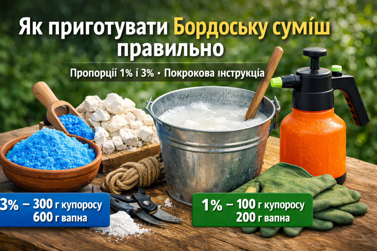 Як приготувати Бордоську суміш правильно — пропорції 1% і 3%, покрокова інструкція